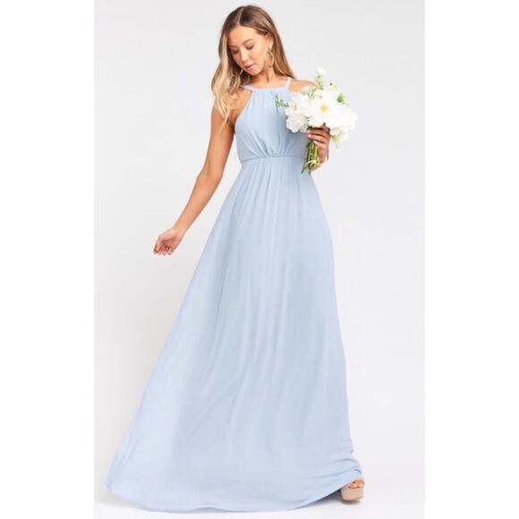 Show Me Your Mumu SMYM Amanda halter maxi dress in steel blue NEW XXS - Picture 3 of 8